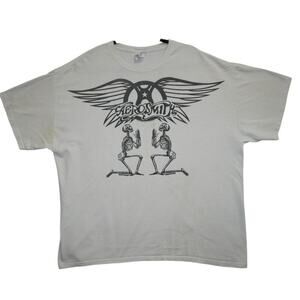 Vintage Aerosmith Band T-Shirt – Skeleton Kneeling Graphic Hanes Heavyweight 2XL